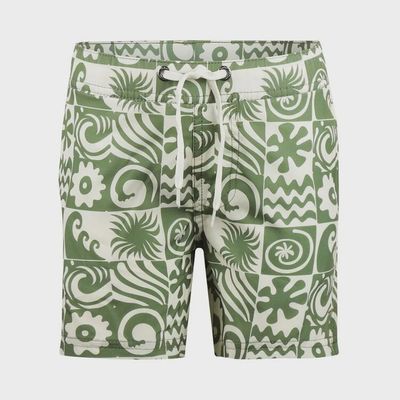 Jongens zwembroek olijfgroen off white