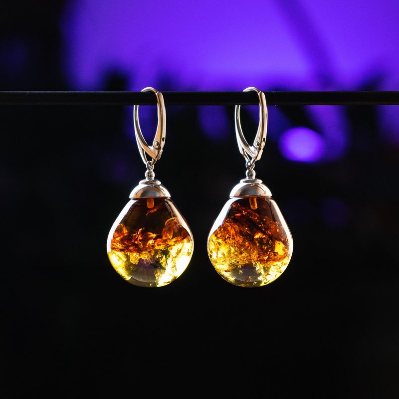 Medium egg shape gradient amber earrings