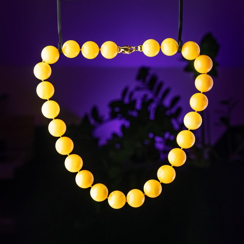 Large round butterscotch amber beads necklace