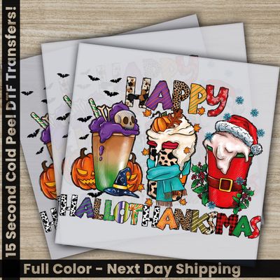 Halloween, Happy Hallothanksmas, Ready to Press DTF