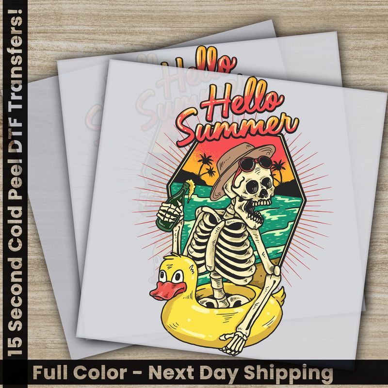Hello Summer, Skeleton, Ready To Press DTF