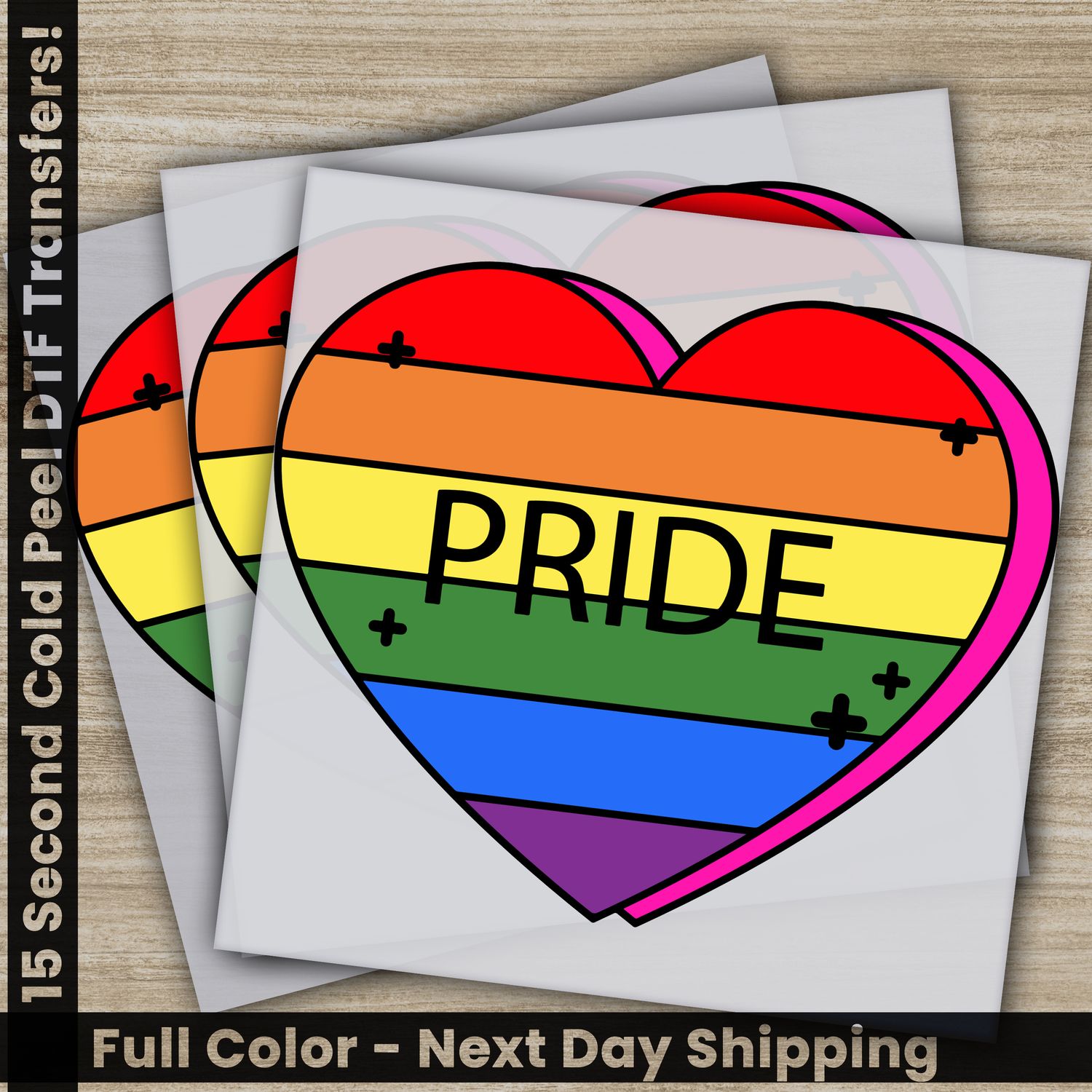 LGBTQ, Pride, Rainbow, Heart, Ready To Press DTF