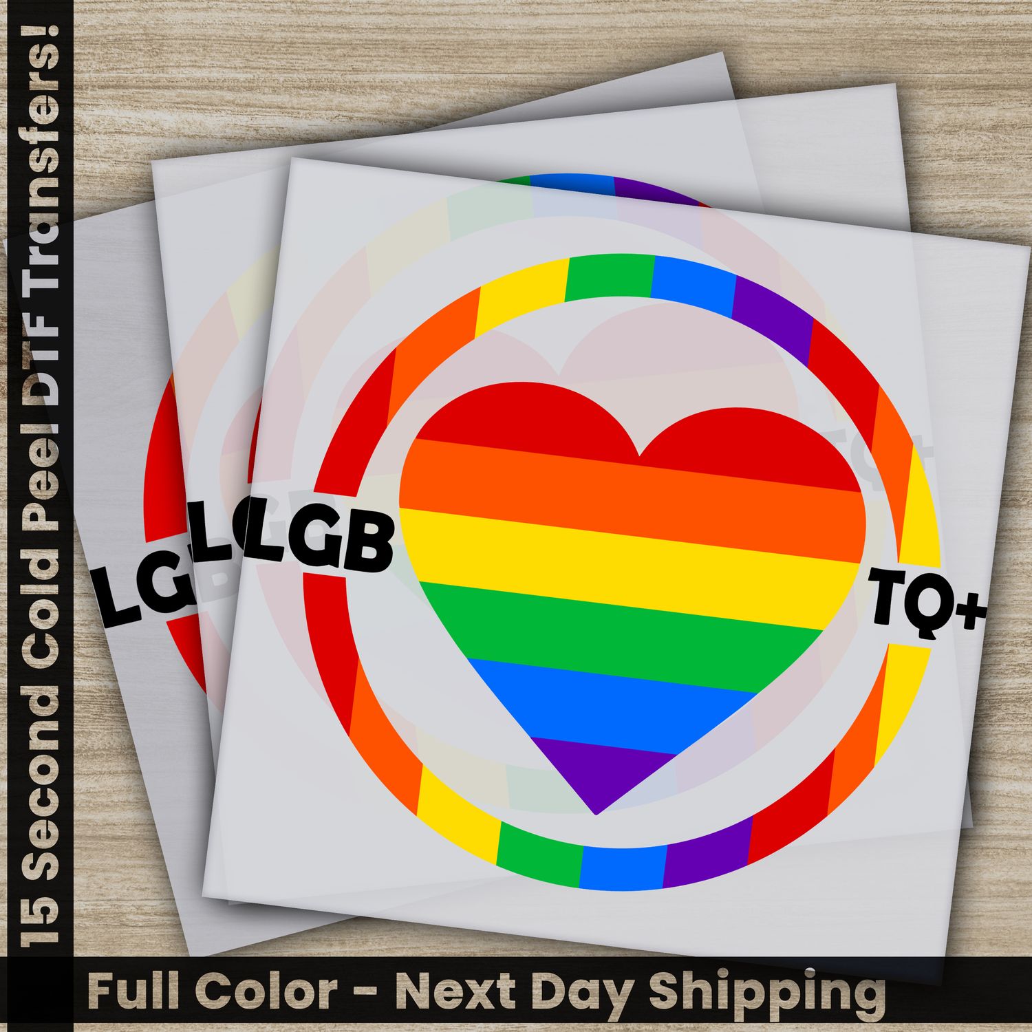 LGBTQ, Pride, Rainbow, Heart, Ready To Press DTF