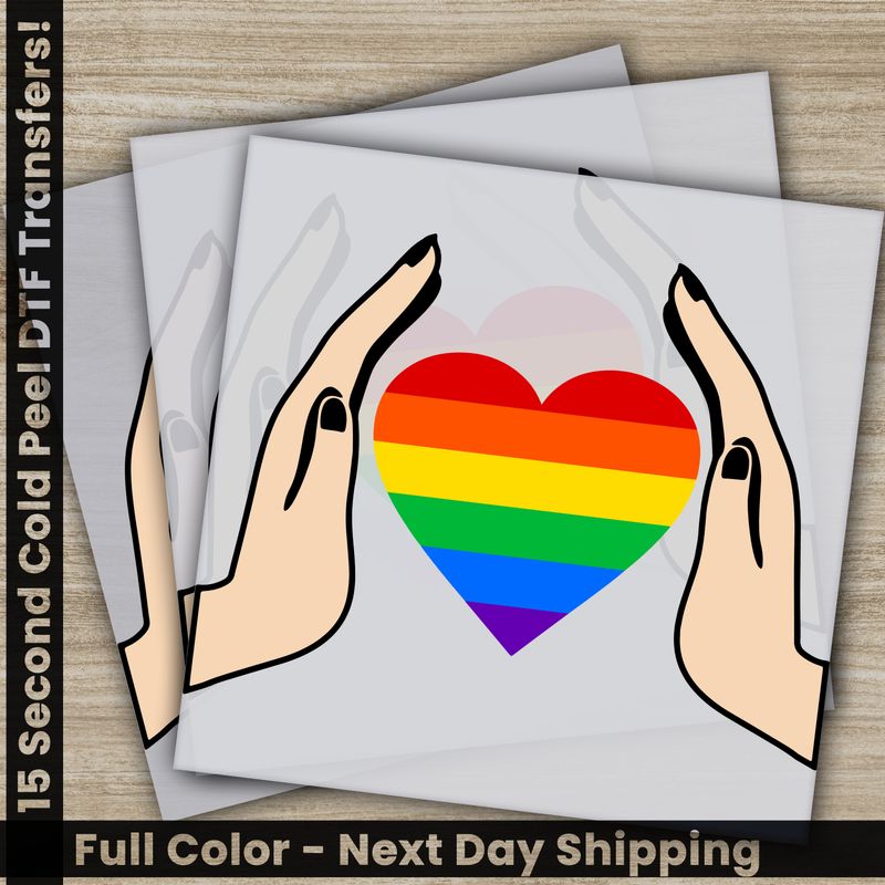 LGBTQ, Pride, Rainbow, Heart, Ready To Press DTF