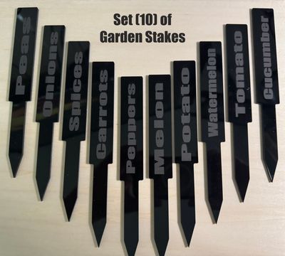 3D Laser Cut Black Acrylic Garden Stakes