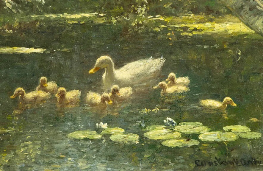 VERKOCHT Constant Artz (1870 - 1951), familie eenden