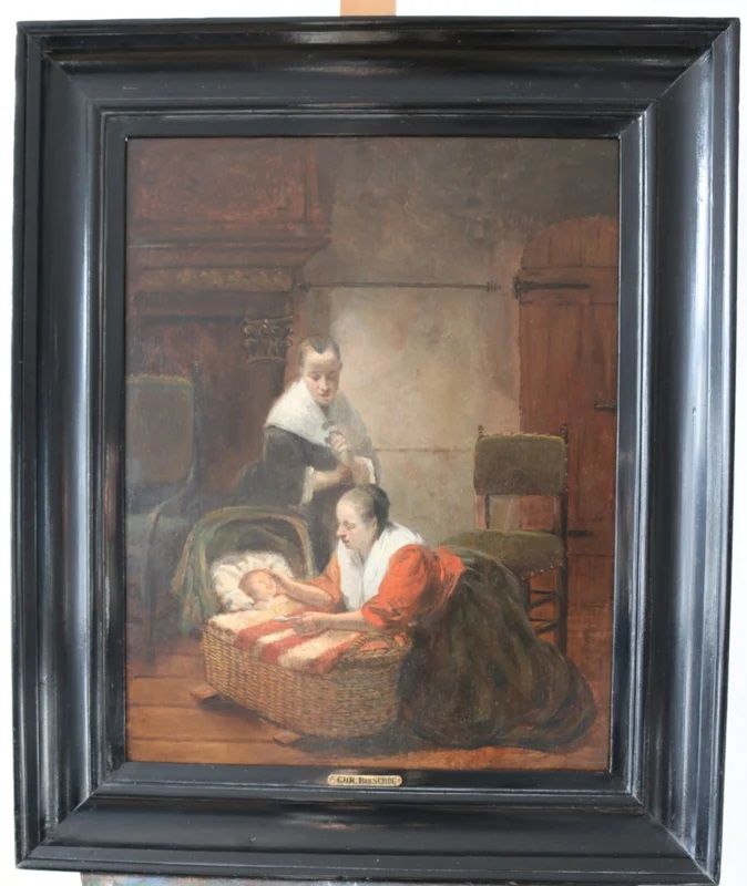 Christoffel Bisschop (1828 - 1904), schilderij, Moeder met baby