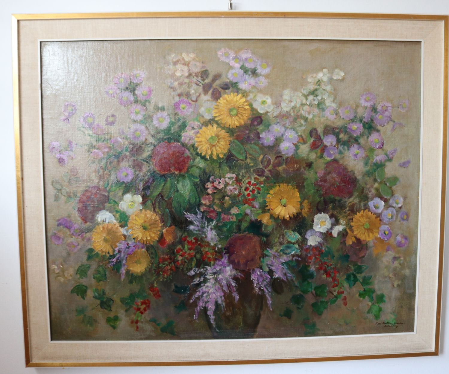 Hendrika Cornelia &#39;Rie&#39; De Balbian Verster-Bolderheij (1890 - 1990) bloemen schilderij