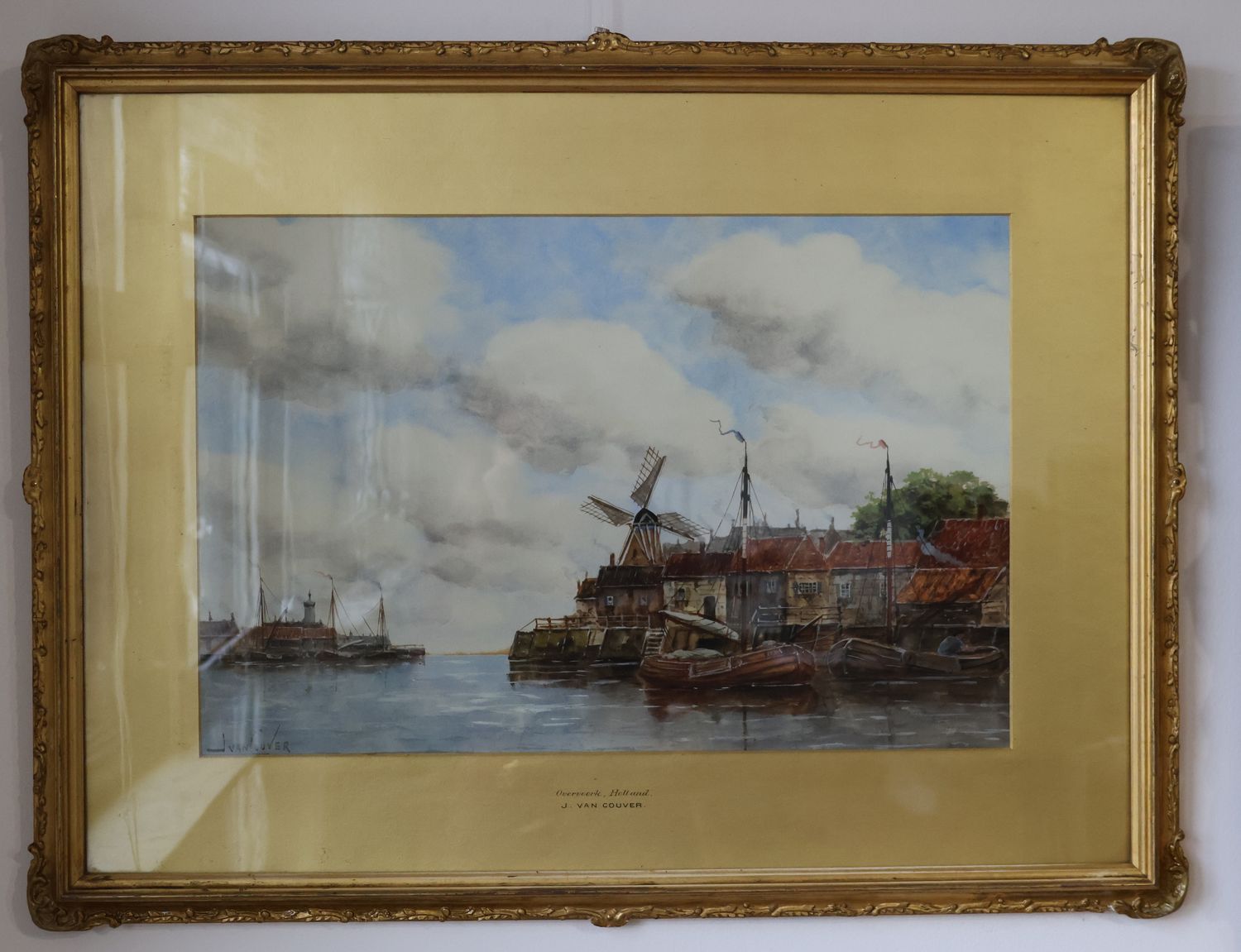 Hermanus Koekkoek II jr. 1836-1909 aquarel op papier, Overvoorde Holland