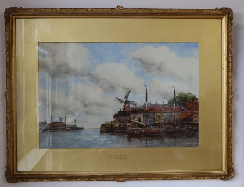 Hermanus Koekkoek II jr. 1836-1909 aquarel op papier, Overvoorde Holland