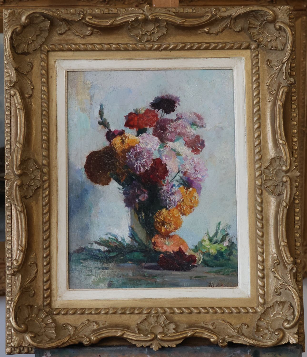 Willem Korteling, 1889-1964, stilleven met bloemen, olieverf op doek