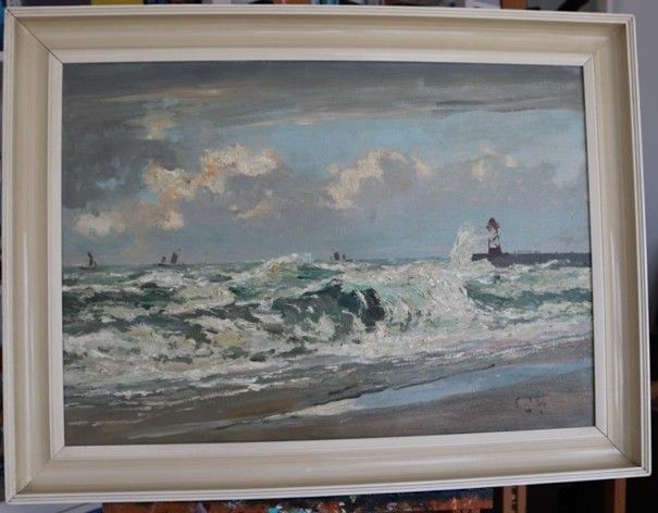 Leendert van der Vlist (1894-1962) zeezicht schilderij