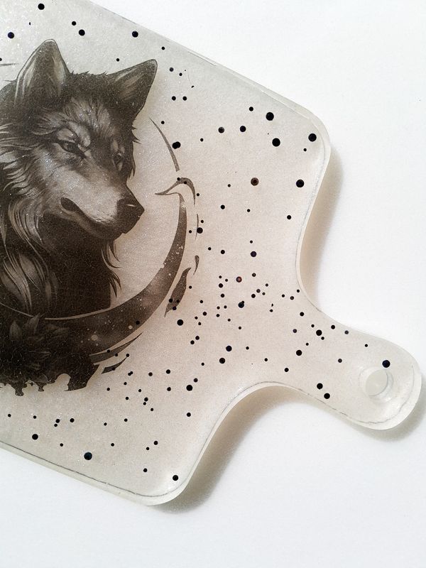Resin Cutting Board with Wolf Design
