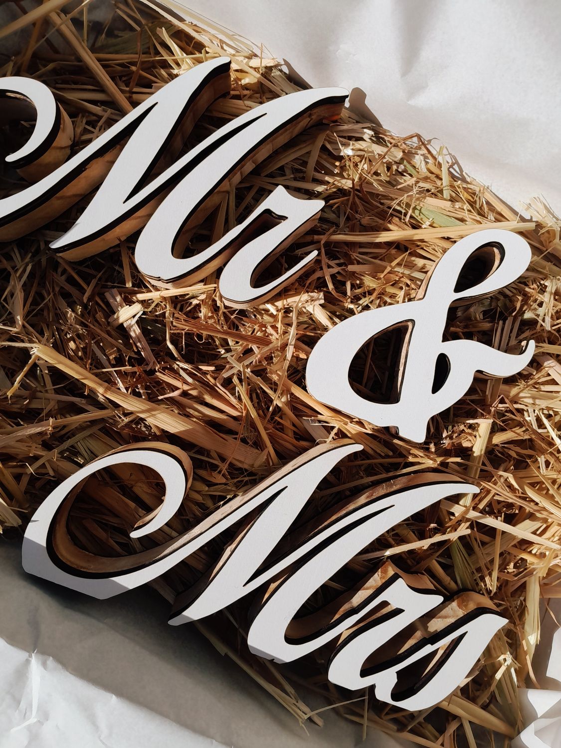 Personalized “Mr &amp; Mrs” wedding sign with sublimation option for names and dates