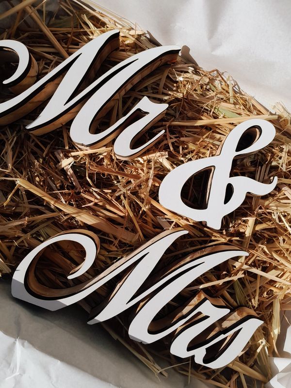 Personalized “Mr &amp; Mrs” wedding sign with sublimation option for names and dates