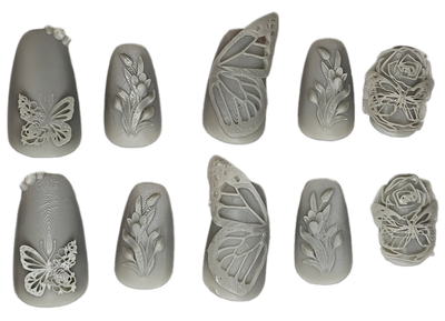 Butterflies &amp; Flowers 💐 3D Printed Press-On Nails