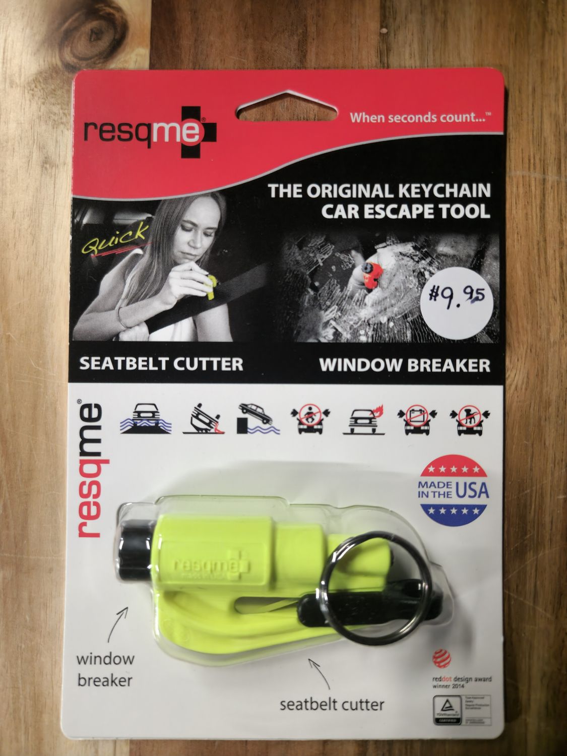 Resqme - Keychain Car Escape Tool - Yellow