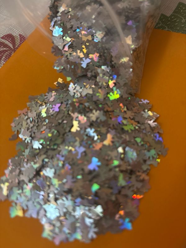 Holographic Silver Coquette Bow Shaped Glitter