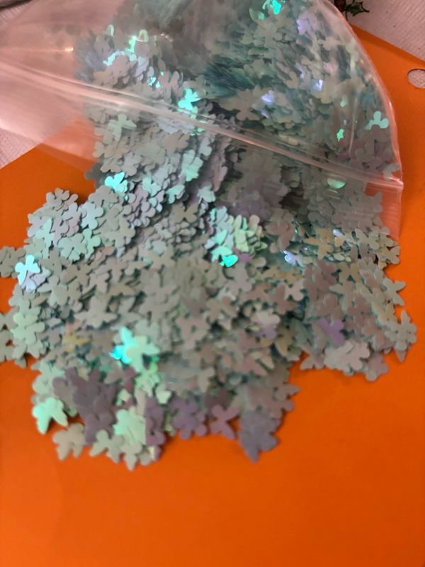 Color shirt Light Blue Butterfly Shaped Glitter