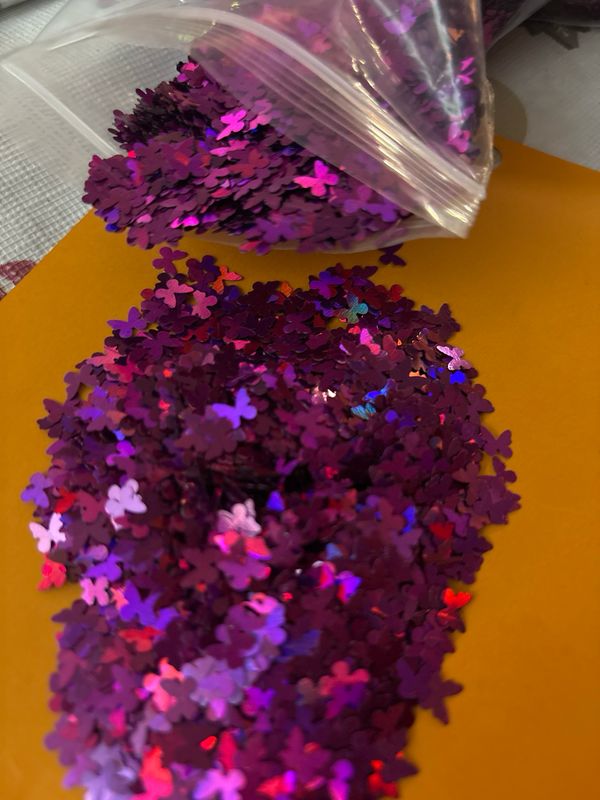 Holographic Magenta Butterfly Shaped Glitter