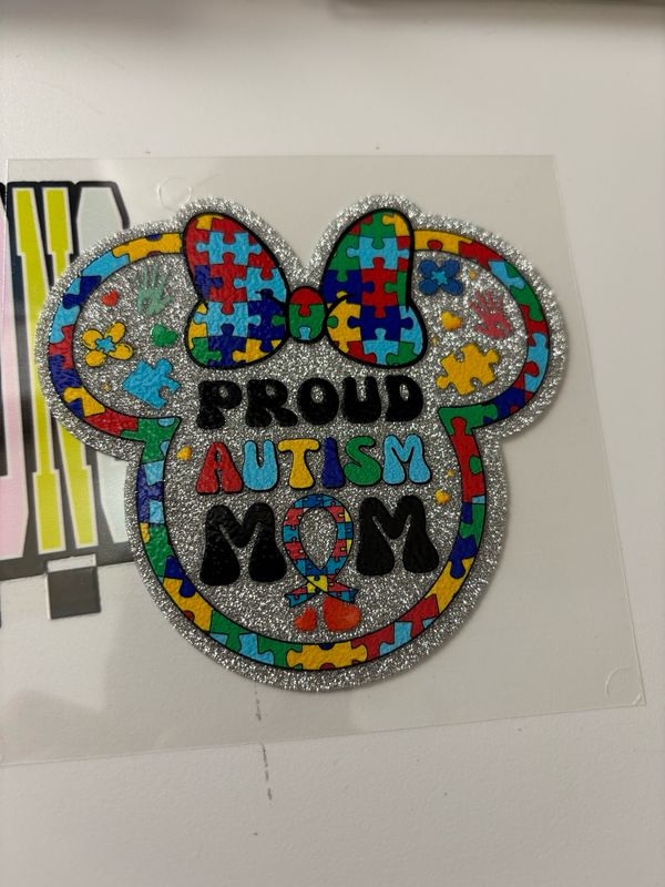 Proud Autism Mom Glitter Uvdtf Decal