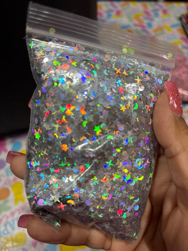 Stars And Moon Mix Shaped Glitter 50 G Silver