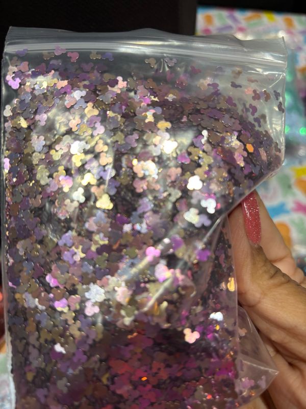 Purple And Rose Hold Mouse Head Shaped Glitter