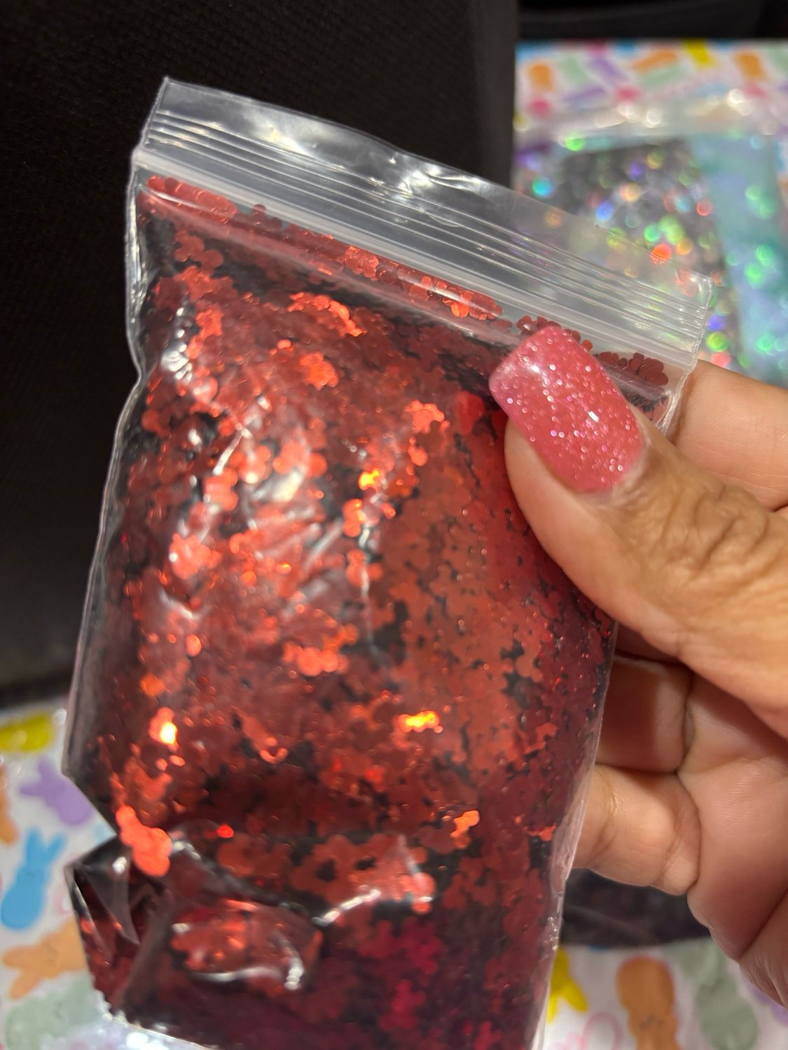Metallic Red Mouse Head Shaped Glitter