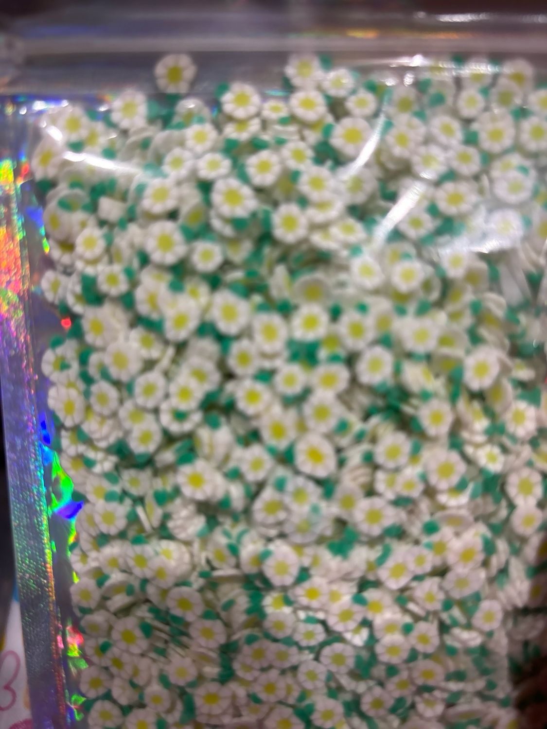 White And Green Clay Flowers