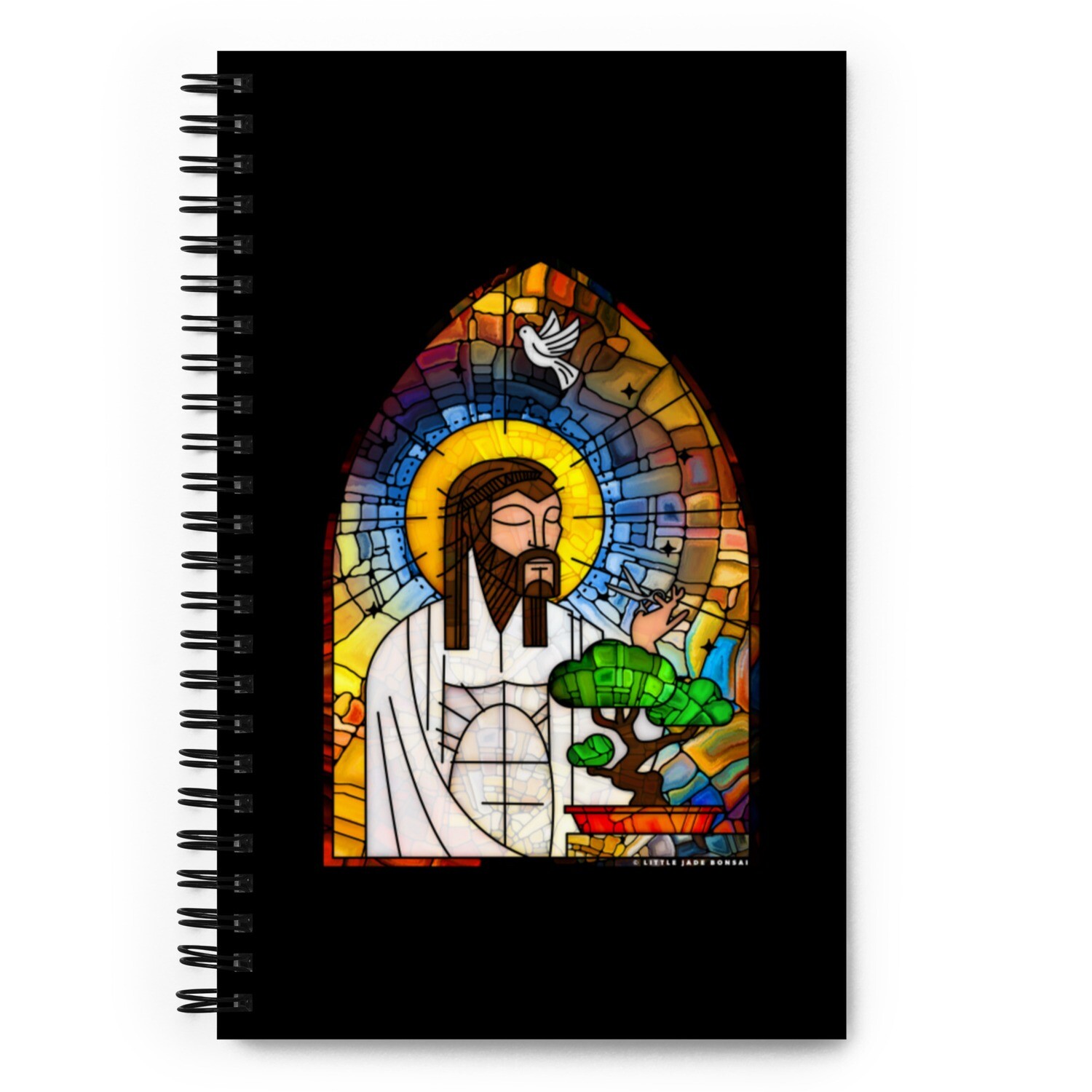 Jesus Loves Bonsai Stained Glass Design Spiral notebook