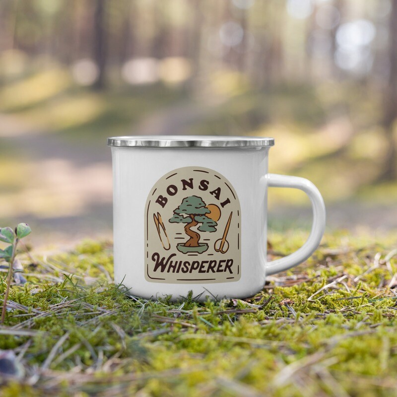 Bonsai Whisperer Enamel Mug by Little Jade Bonsai