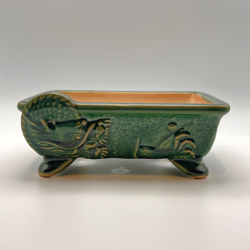 Green Glazed Dragon High Quality Chinese Bonsai Pot