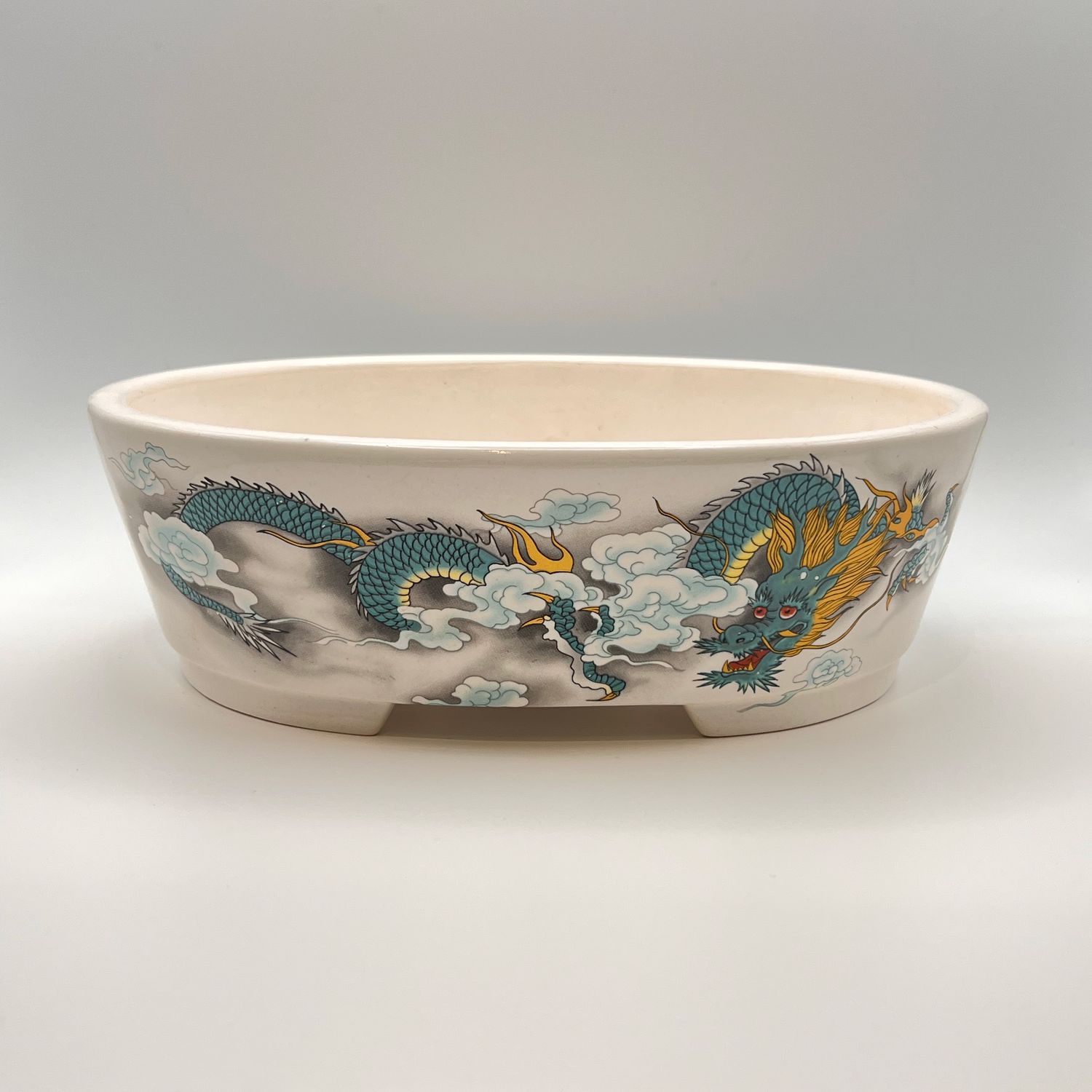 Dragon Design Chinese Glazed Ceramic Bonsai Pot