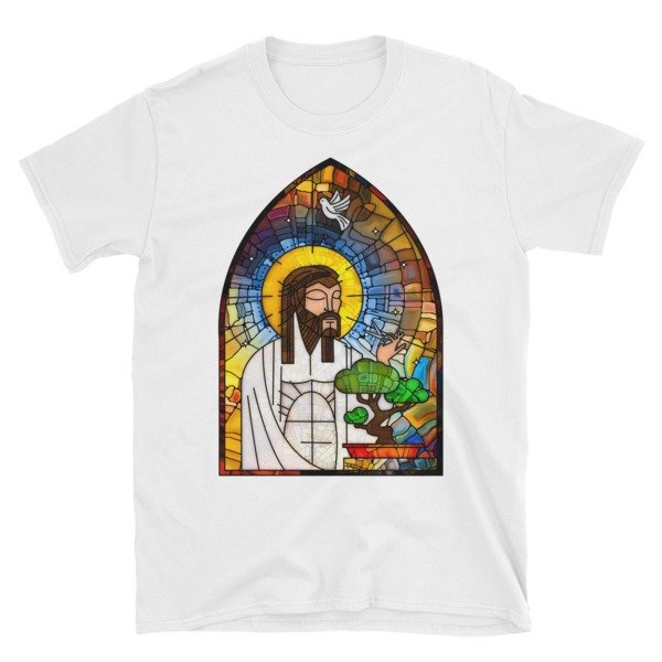 Jesus Loves Bonsai Stained Glass Unisex T-Shirt