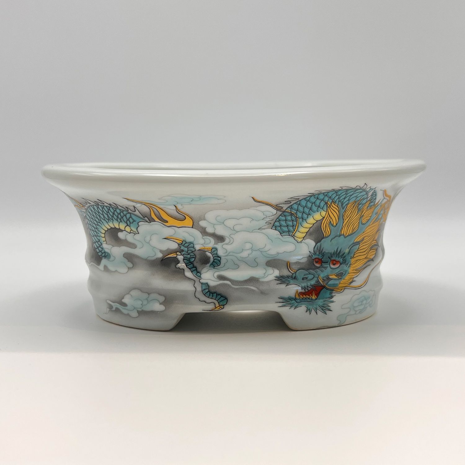 Yixing dragon design glazed Chinese bonsai pot