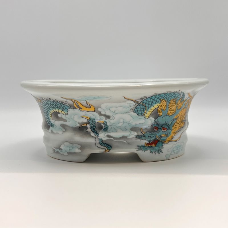 Yixing dragon design glazed Chinese bonsai pot