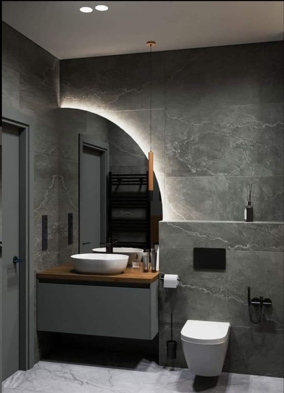Mirror in Quarter Moon shape with LED- MIRHM750
