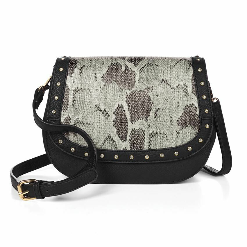 black vegan leather crossbody bag