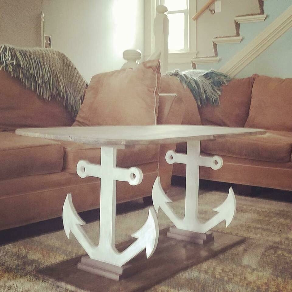 Handcrafted Custom Made Double Anchor Nautical Coffee Table