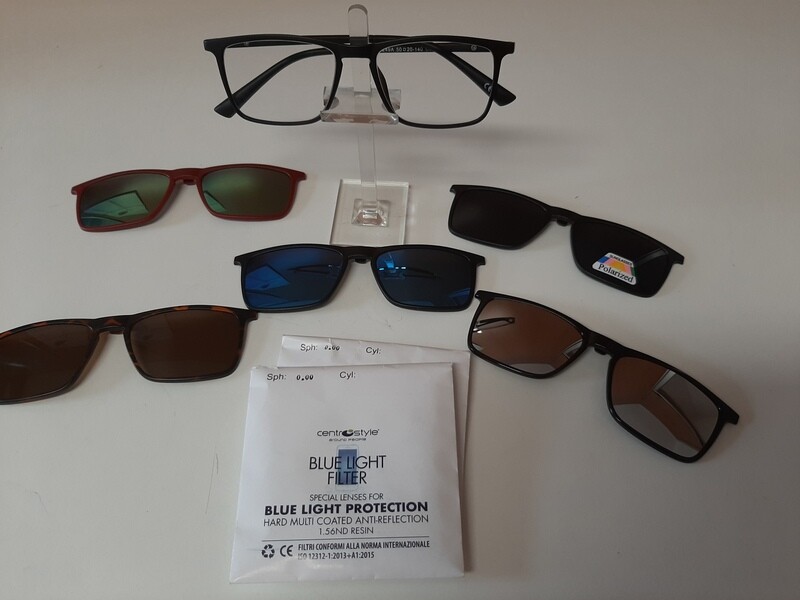 OLIVER  Occhiale FILTRO LUCE BLU senza diottrie + 5 clip on