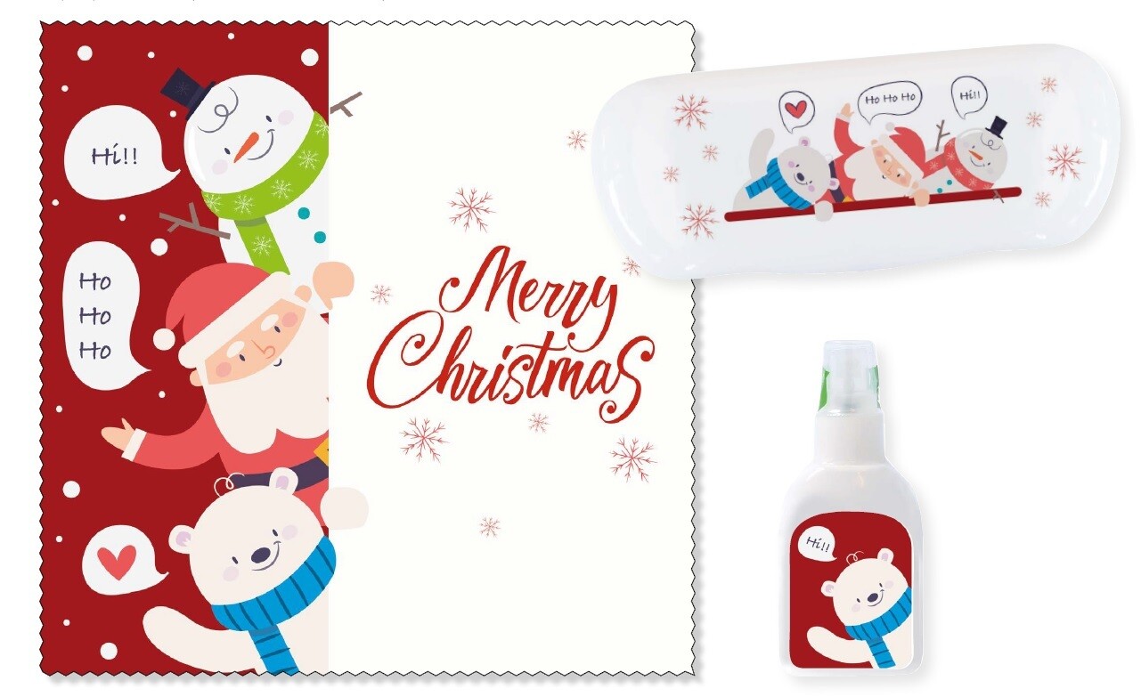 Kit natalizio assortito astuccio+panno+spray, Set: Coordinato 1 - Ho ho ho