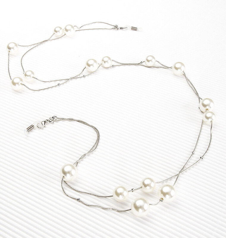 Catenella portaocchiali Airport con perle decorative SILVER