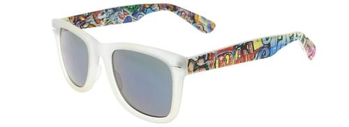 Occhiali da sole 41 Eyewear EVER, Colore: Trasparente con aste fantasia e lenti specchiate blu- 76