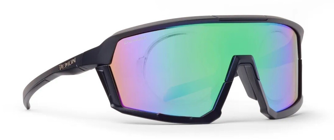 Demon Gravel RX nero opaco / lente specchiata DMIRROR green +  clip vista