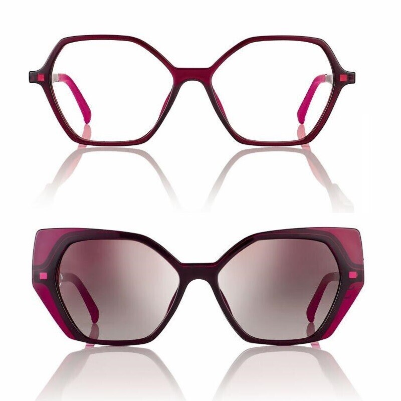 Neyeture Biobased Esagono con clip on sole magnetico F0460 Bordeaux