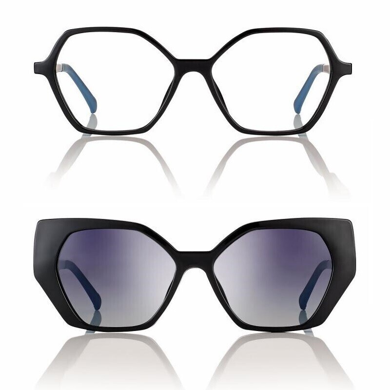 Neyeture Biobased Esagono con clip on sole magnetico F0460 nero