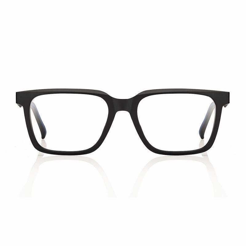 Light&amp;Flexible Montatura Squadrata Uomo F0383 + Clip On fotocromatico Nero opaco