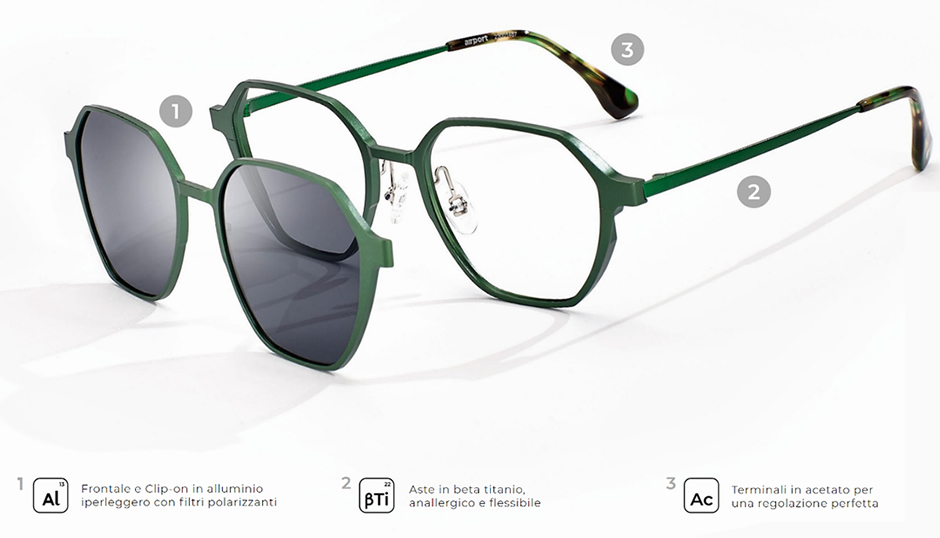 Centrostyle Airport F0520 montatura con Clip sole polarizzati