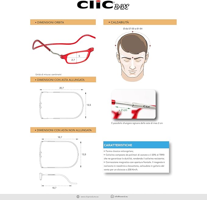 CliC Eyewear - Clic Base Rosso anche con quarti di diottria