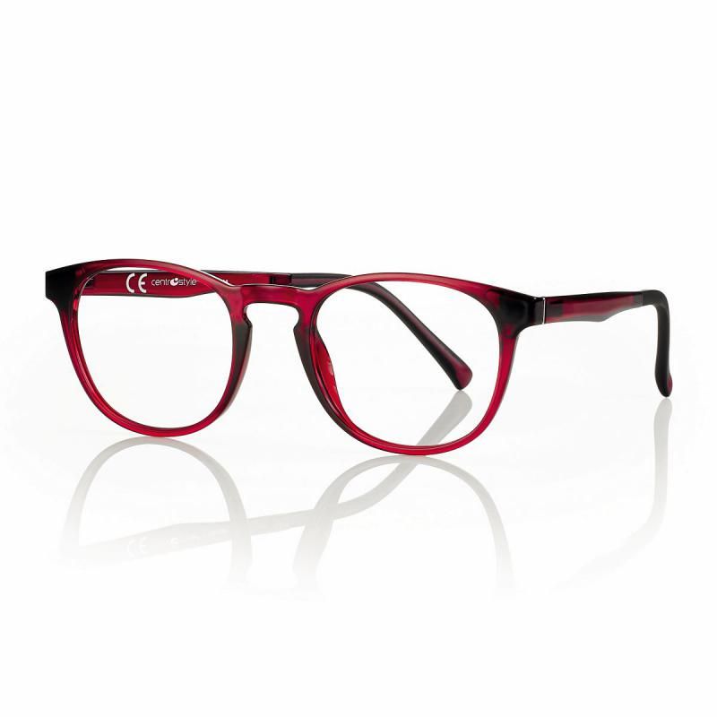 CentroStyle Light&amp;Flex Montatura con clip on pieghevole F0438 rosso